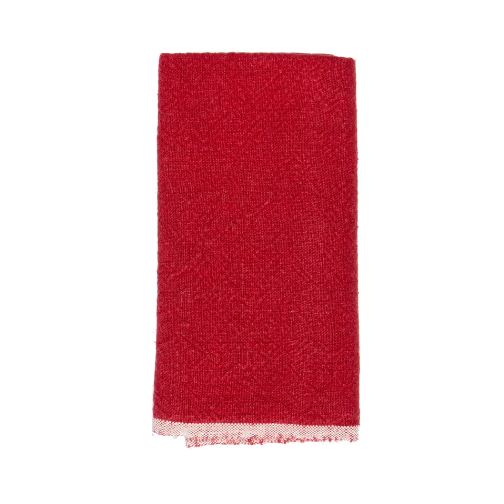 Caravan Place Settings & Linens|Chunky Linen Towels in Red, Set of 2