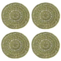 Caravan Place Settings & Linens|Circolo Abaca Round Placemat in in Olive Green, Set of 4