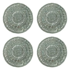 Caravan Place Settings & Linens|Circolo Abaca Round Placemat in Aqua, Set of 4