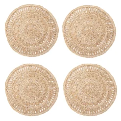 Caravan Place Settings & Linens|Circolo Abaca Round Placemat in Natural, Set of 4