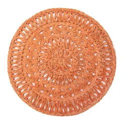 Caravan Place Settings & Linens|Circolo Abaca Round Placemat in Orange, Set of 4