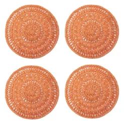 Caravan Place Settings & Linens|Circolo Abaca Round Placemat in Orange, Set of 4