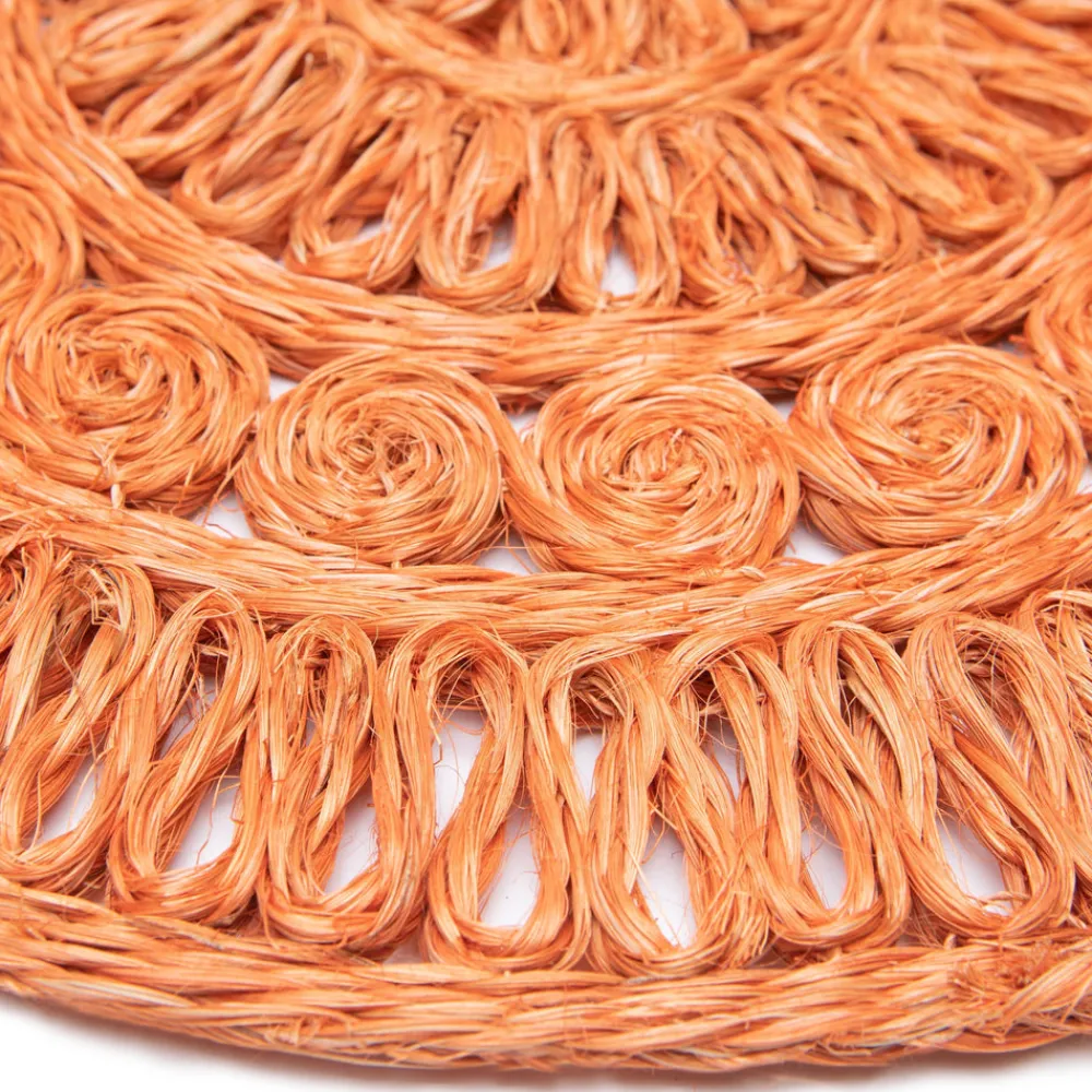 Caravan Place Settings & Linens|Circolo Abaca Round Placemat in Orange, Set of 4