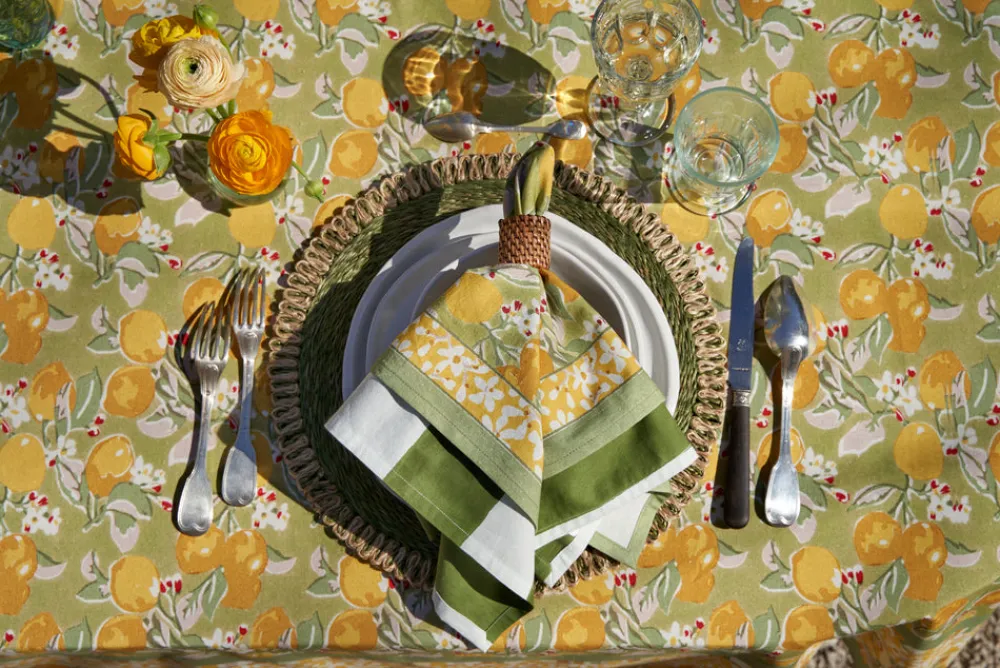 Couleur Nature Place Settings & Linens|Citron Napkins in Vert & Yellow, Set of 6