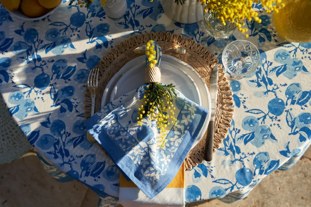 Couleur Nature Place Settings & Linens|Citron Tablecloth in Bleu