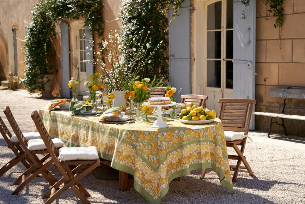 Couleur Nature Place Settings & Linens|Citron Tablecloth in Vert & Yellow
