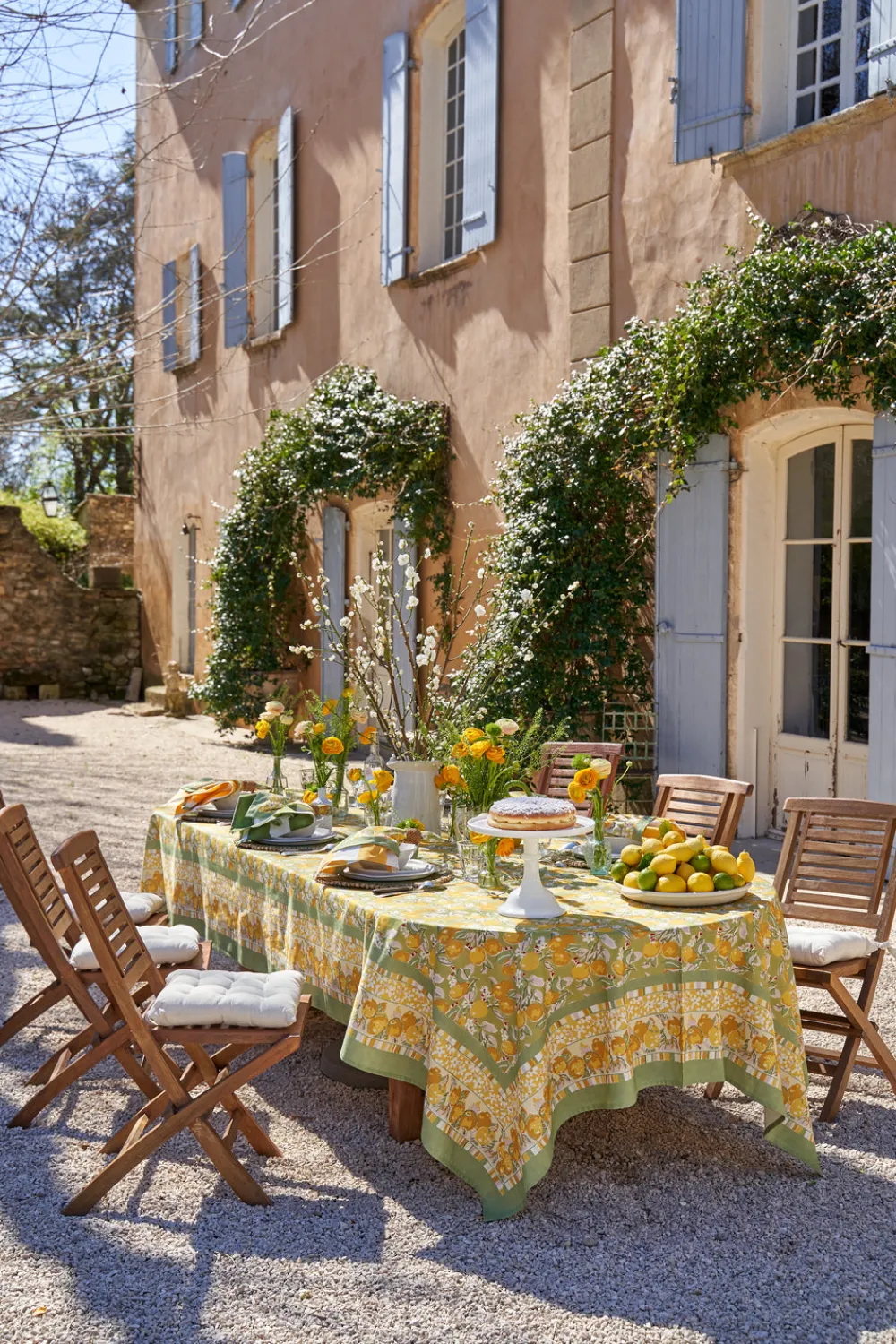 Couleur Nature Place Settings & Linens|Citron Tablecloth in Vert & Yellow