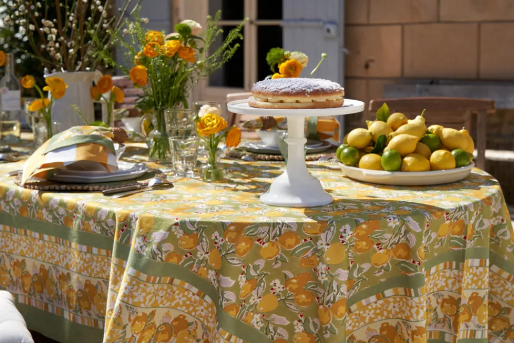 Couleur Nature Place Settings & Linens|Citron Tablecloth in Vert & Yellow