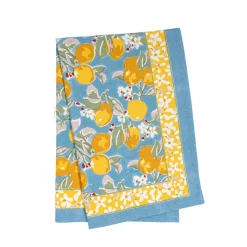 Couleur Nature Place Settings & Linens|Citron Tea Towels in Bleu & Yellow, Set of 3