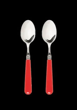 Late Afternoon Flatware|Classic Red Dessert Spoons, Set of 2