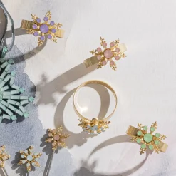 Joanna Buchanan Place Settings & Linens|Classic Snowflake Skinny Napkin Rings in Pastel, Set of Four