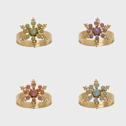 Joanna Buchanan Place Settings & Linens|Classic Snowflake Skinny Napkin Rings in Pastel, Set of Four