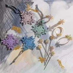 Joanna Buchanan Place Settings & Linens|Classic Snowflake Skinny Napkin Rings in Pastel, Set of Four