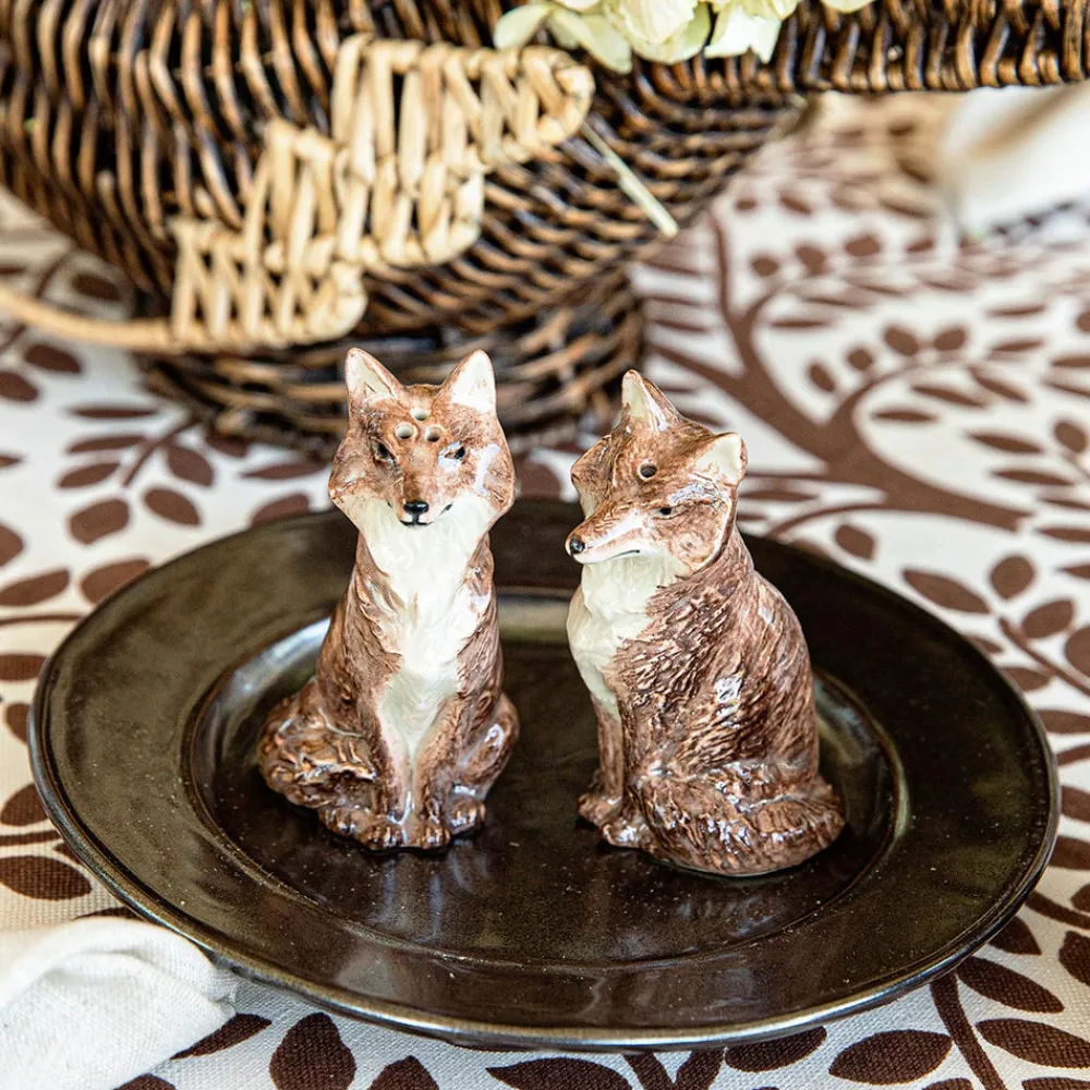 Juliska Pantry|Dinnerware|Clever Creatures Fox Salt & Pepper Set in Walnut
