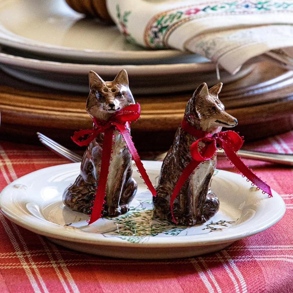 Juliska Pantry|Dinnerware|Clever Creatures Fox Salt & Pepper Set in Walnut