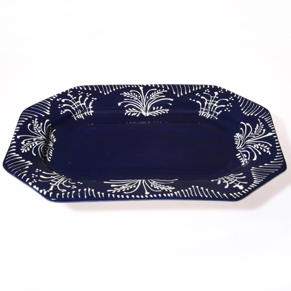 Carolina Irving and Daughters Dinnerware|Cobalt Lace Octagonal Platter
