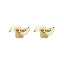 Georg Jensen Silver|Candles|Cobra Tealight Sterling Silver Gold Plated, Set of 2