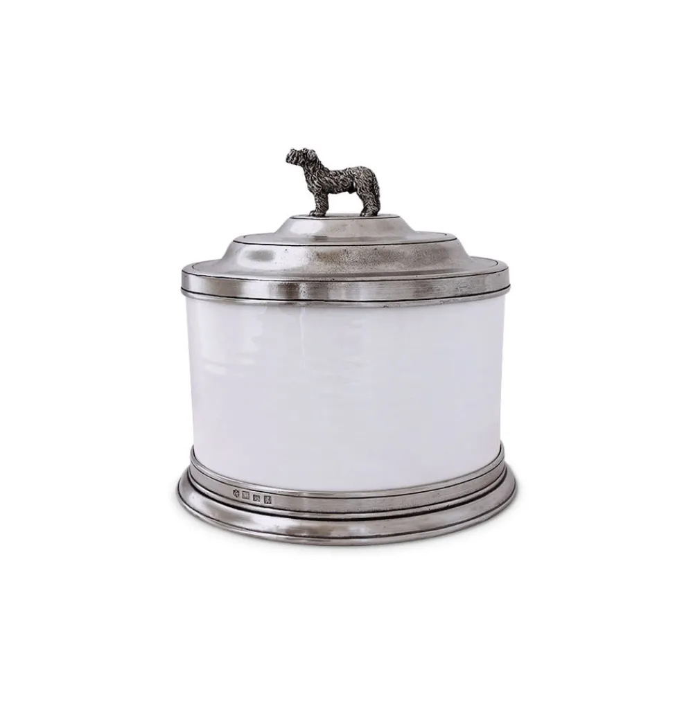 Match Pets|Silver|Convivio Cookie Jar with Dog Finial
