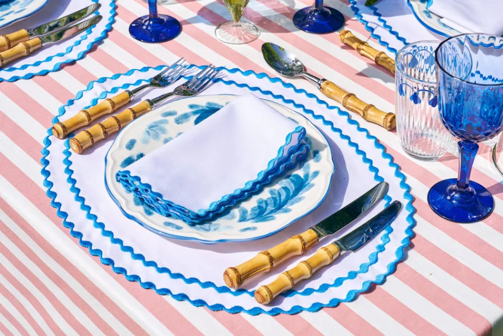 Loulou La Dune Place Settings & Linens|Cora Placemat And Napkin Set In Blue