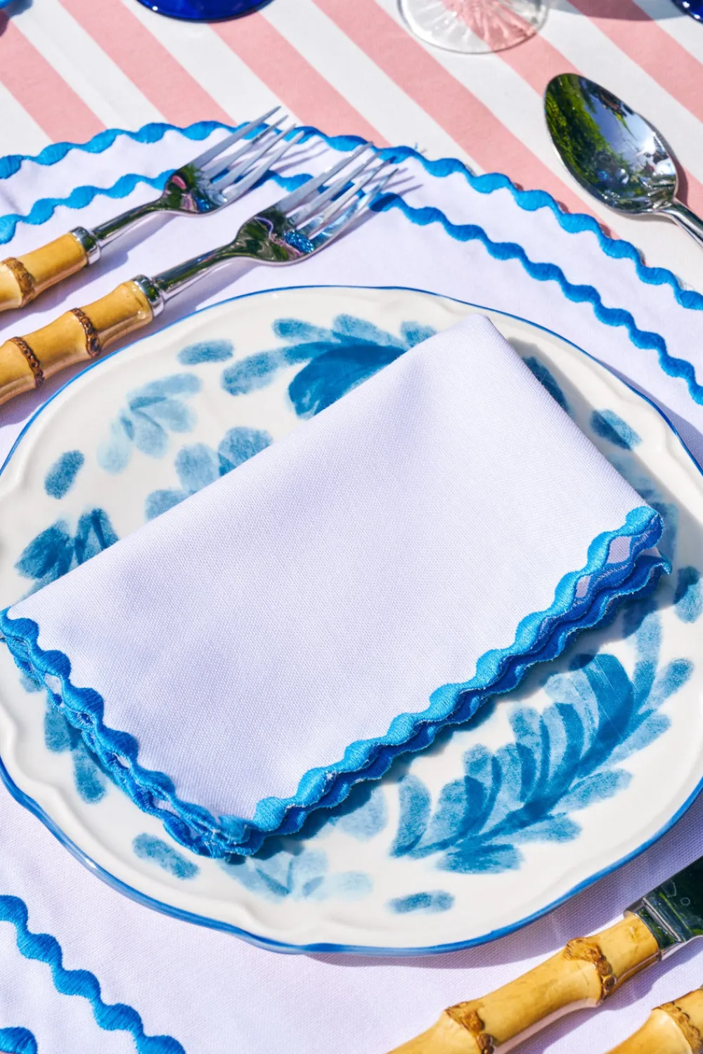 Loulou La Dune Place Settings & Linens|Cora Placemat And Napkin Set In Blue
