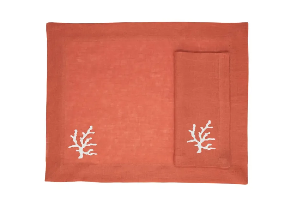TriChi Design Place Settings & Linens|Coral Collection Napkin and Placemat in Tarcin, Set of 2