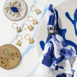 Joanna Buchanan Place Settings & Linens|Coral Hand Beaded Placemat in Cobalt