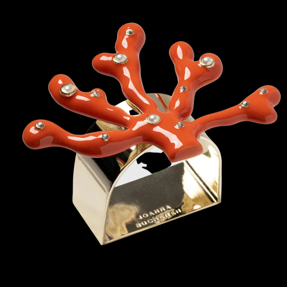 Joanna Buchanan Place Settings & Linens|Coral Napkin Rings in Coral, Set of Four