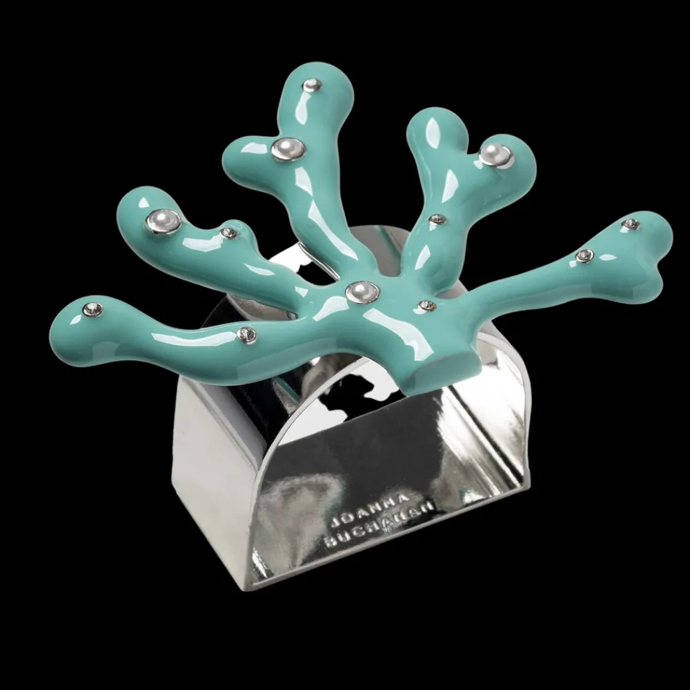 Joanna Buchanan Place Settings & Linens|Coral Napkin Rings in Turquoise, Set of Four