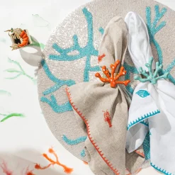 Joanna Buchanan Place Settings & Linens|Coral Napkin Rings in Turquoise, Set of Four