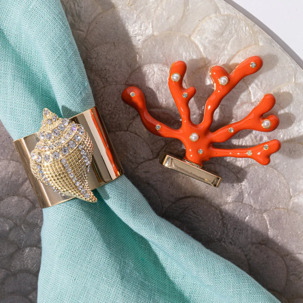 Joanna Buchanan Décor|Place Settings & Linens|Coral Placecard Holders in Coral, Set of Two