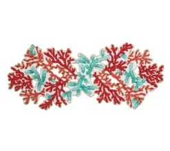 Kim Seybert Place Settings & Linens|Coral Spray Runner in Coral & Turquoise