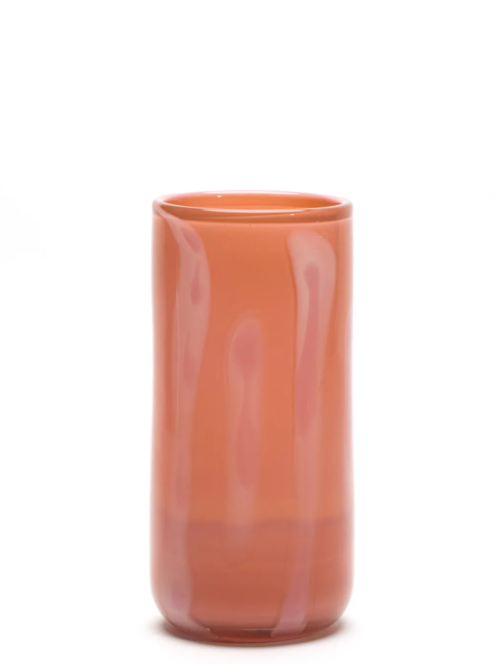 Paul Arnhold Glass Glassware|Coral White Light Pink Stroke Vase