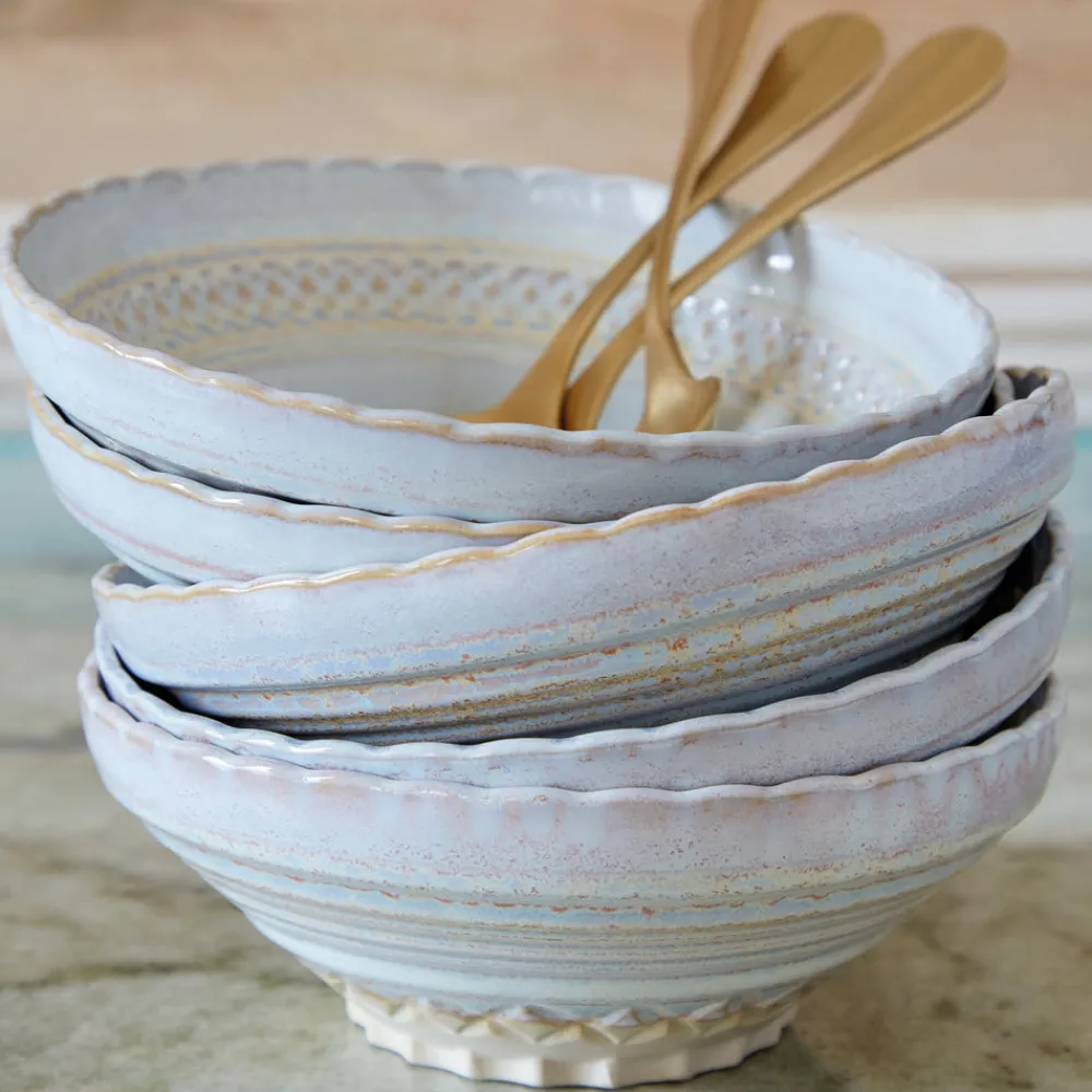 Costa Nova Dinnerware|Cristal Collection Cereal Bowls 7" in Nacar, Set of 6