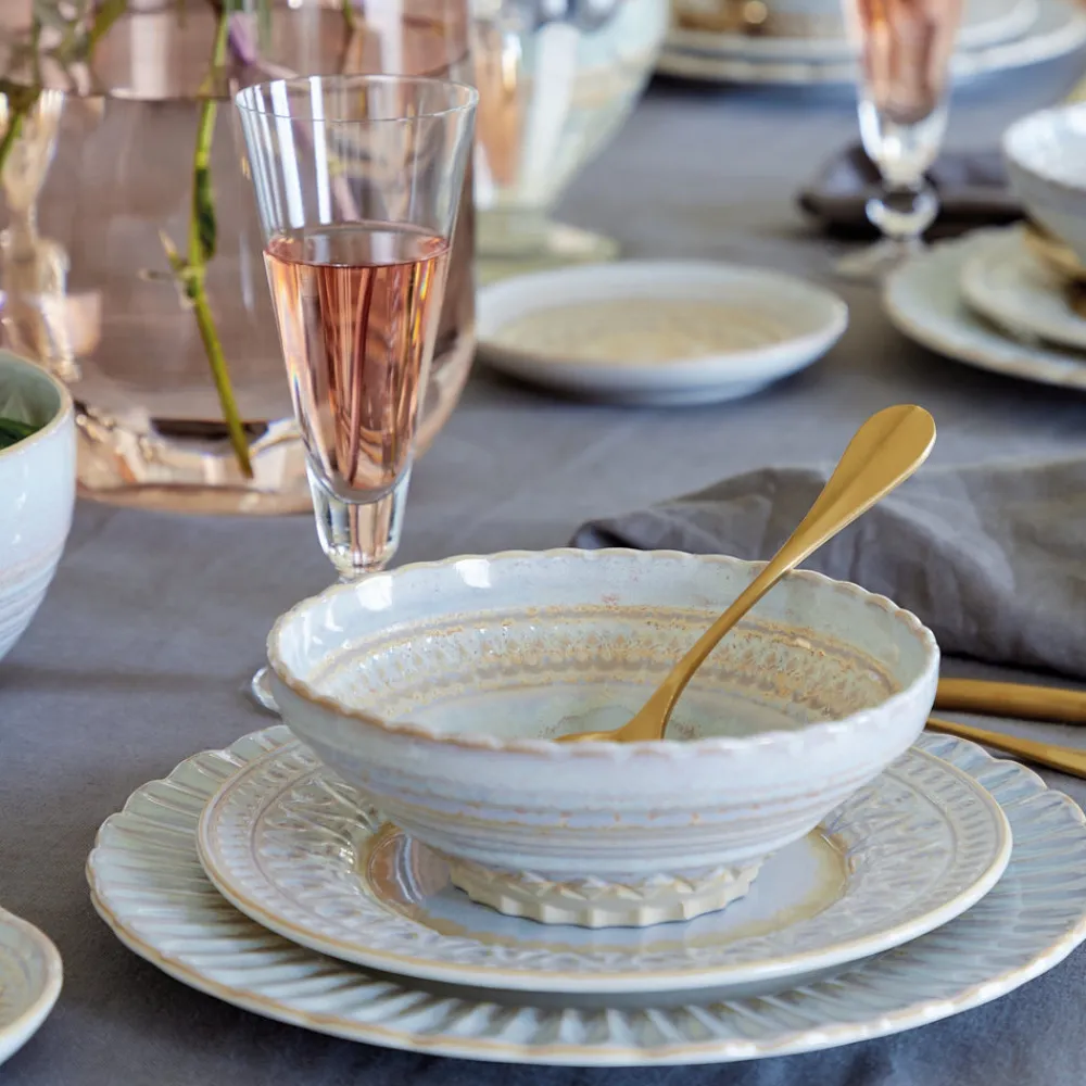 Costa Nova Dinnerware|Cristal Collection Cereal Bowls 7" in Nacar, Set of 6