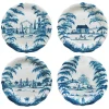 Juliska Dinnerware|Country Estate Delft Blue Party Plates Spring Gardening Scenes, Set of 4