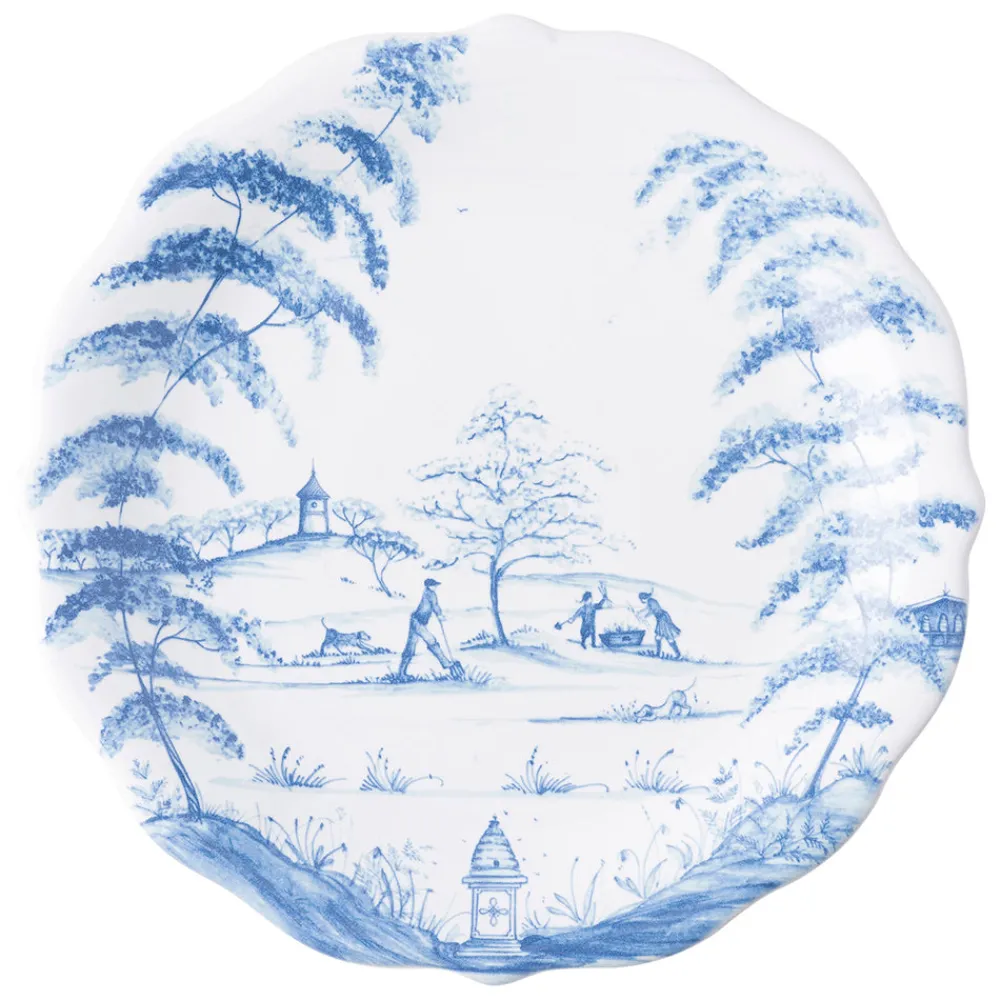 Juliska Dinnerware|Country Estate Delft Blue Party Plates Spring Gardening Scenes, Set of 4