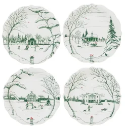 Juliska Dinnerware|Country Estate Winter Frolic Party Plate Assorted, Set of 4 in Evergreen