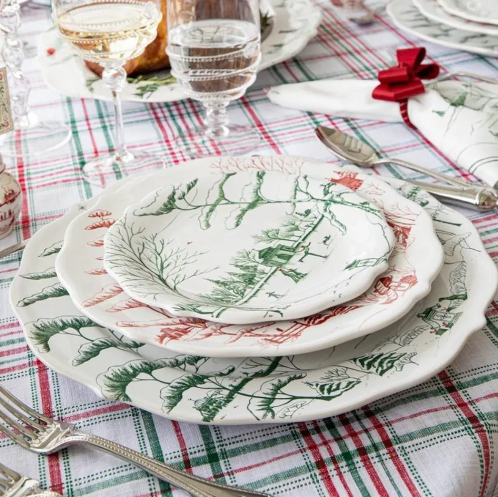 Juliska Dinnerware|Country Estate Winter Frolic Party Plate Assorted, Set of 4 in Evergreen