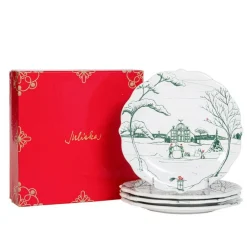 Juliska Dinnerware|Country Estate Winter Frolic Party Plate Assorted, Set of 4 in Evergreen