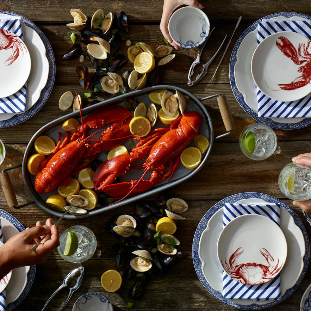 Caskata Dinnerware|Crab Red Canape Plates