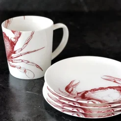 Caskata Dinnerware|Crab Red Canape Plates