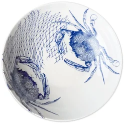 Caskata Dinnerware|Crabs Blue Wide Serving Bowl