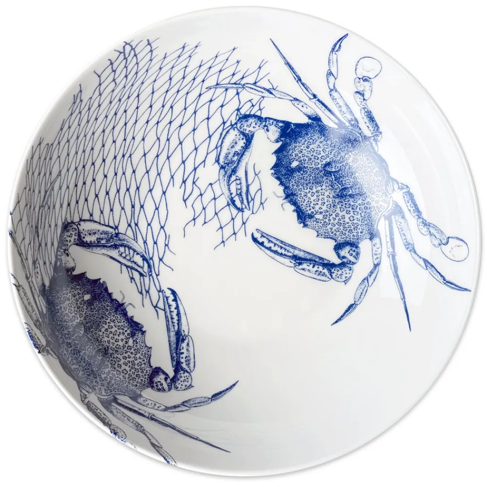 Caskata Dinnerware|Crabs Blue Wide Serving Bowl