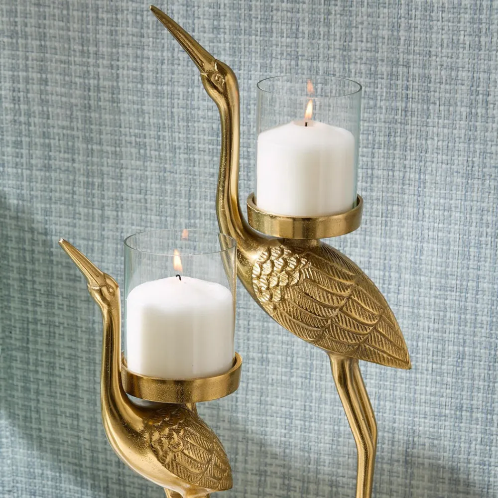 Two's Company Candles|Crane Candle Holder, Set of 2