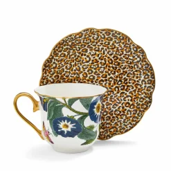Spode Dinnerware|Creatures of Curiosity Tea & Saucer in White & Leopard