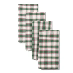 Maria Louise Cottage Place Settings & Linens|Crimson Grove Plaid Napkins in Green, Set of 4