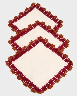 Cabana Place Settings & Linens|Crochet Embellished Cocktail Napkins, Set of 6