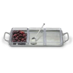 Match Dinnerware|Crudite Tray with Handles and Crystal Inserts