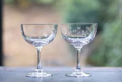 The Vintage List Glassware|Crystal Champagne Saucers with Stars Design