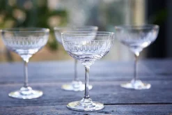 The Vintage List Glassware|Crystal Champagne Saucers with Ovals Design